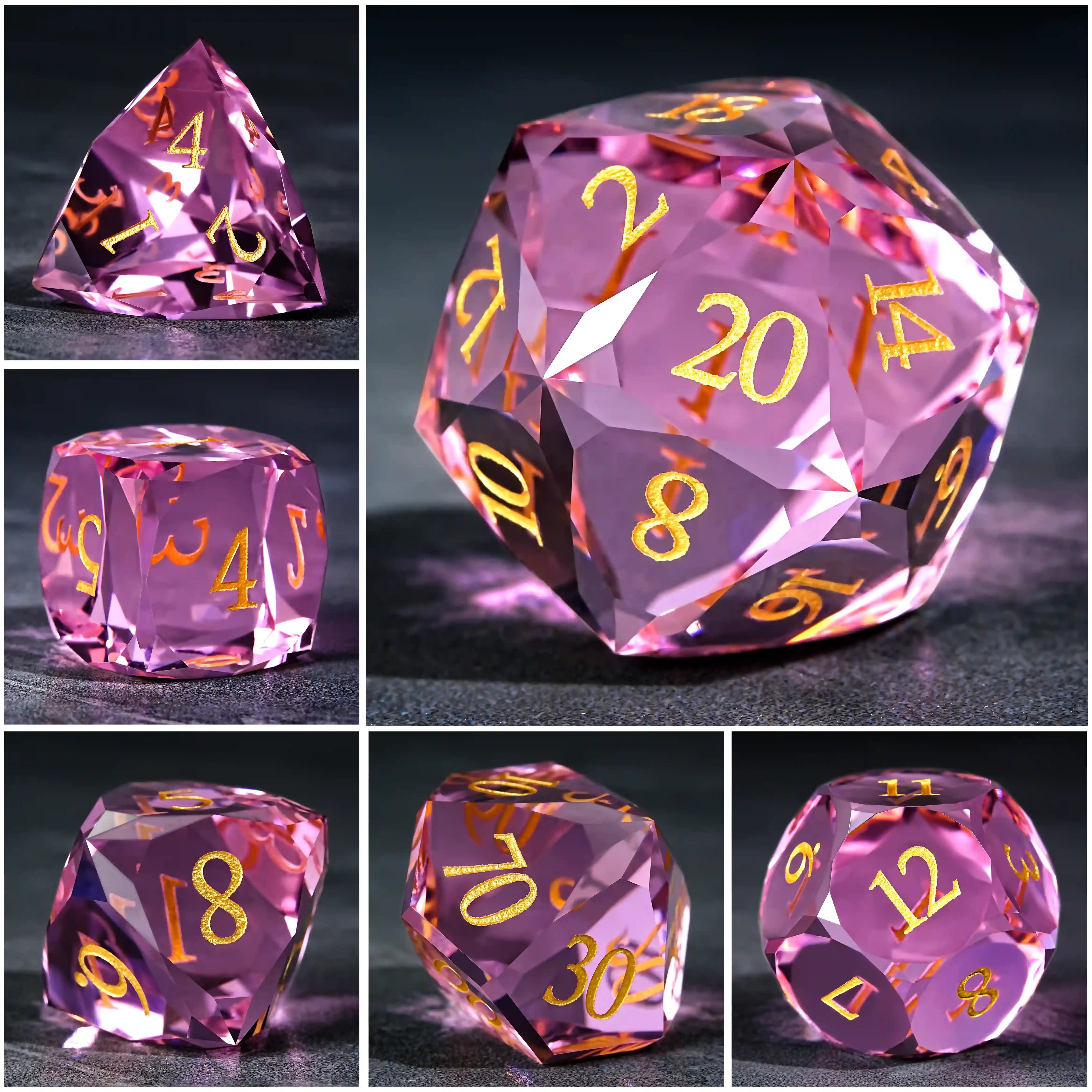 BearDice engraved glass gemstone DND dice set