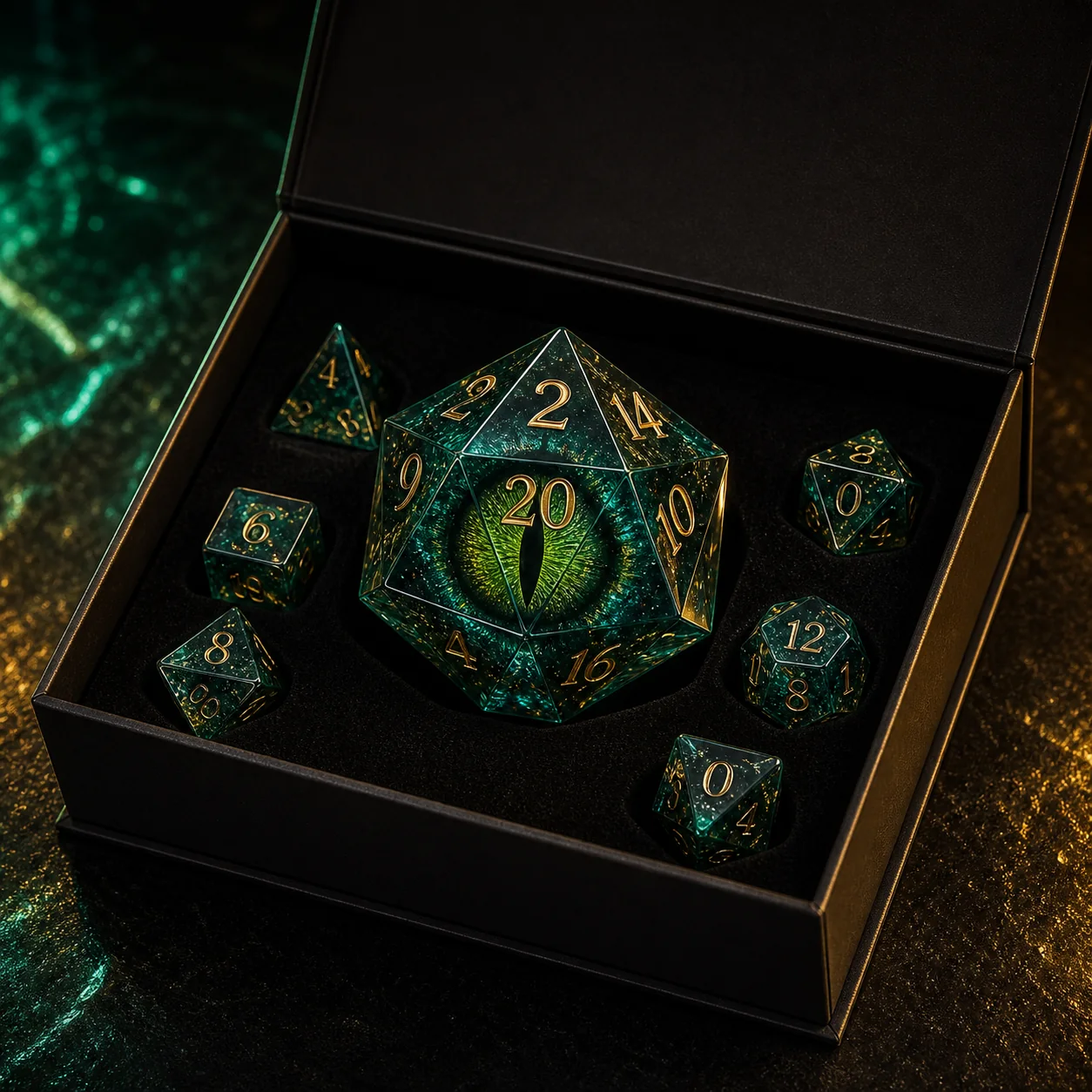 Dragon eye D20 gift box for bulk D20 dice and premium retail packaging