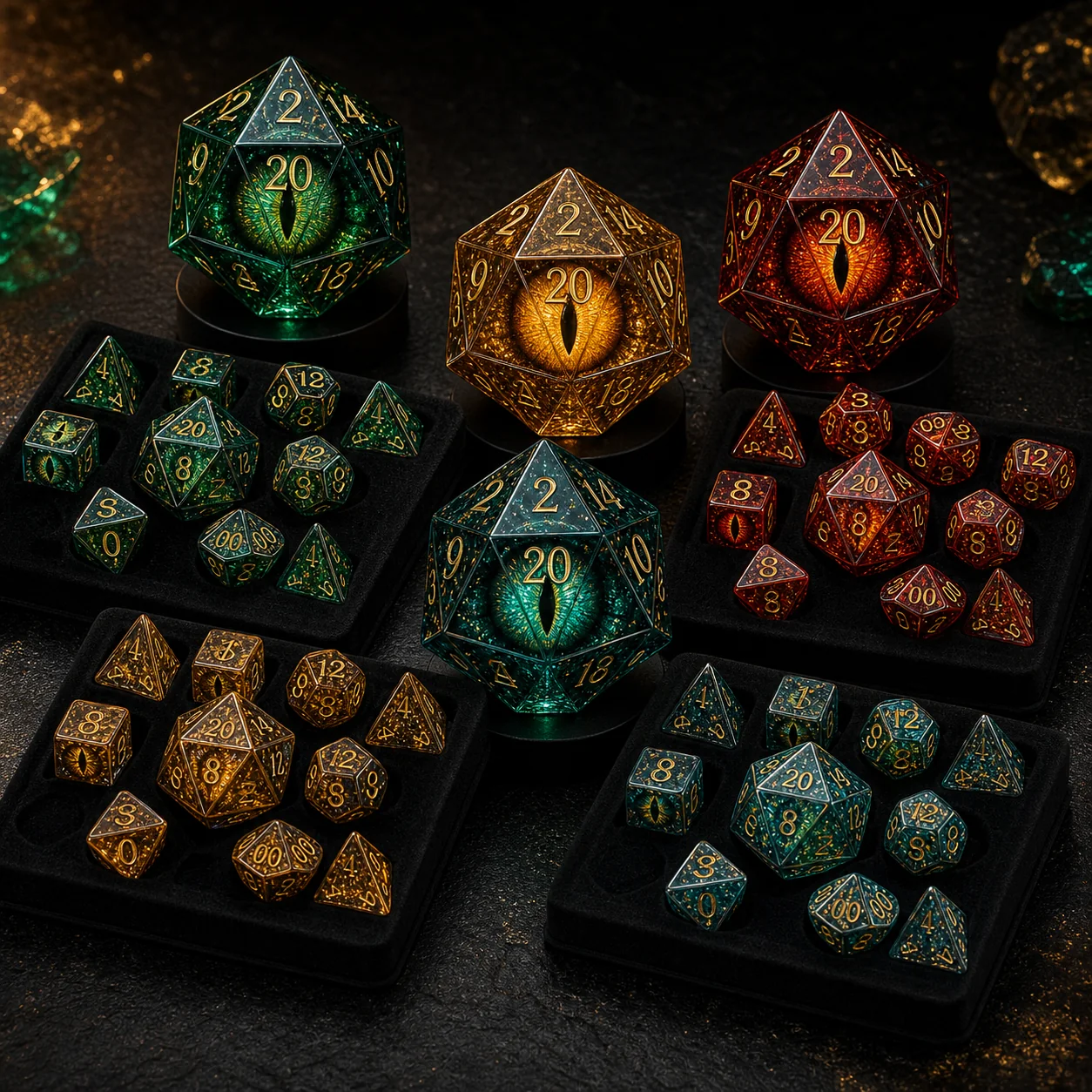 Wholesale dragon eye d20 dice assortment for retailers and distributors