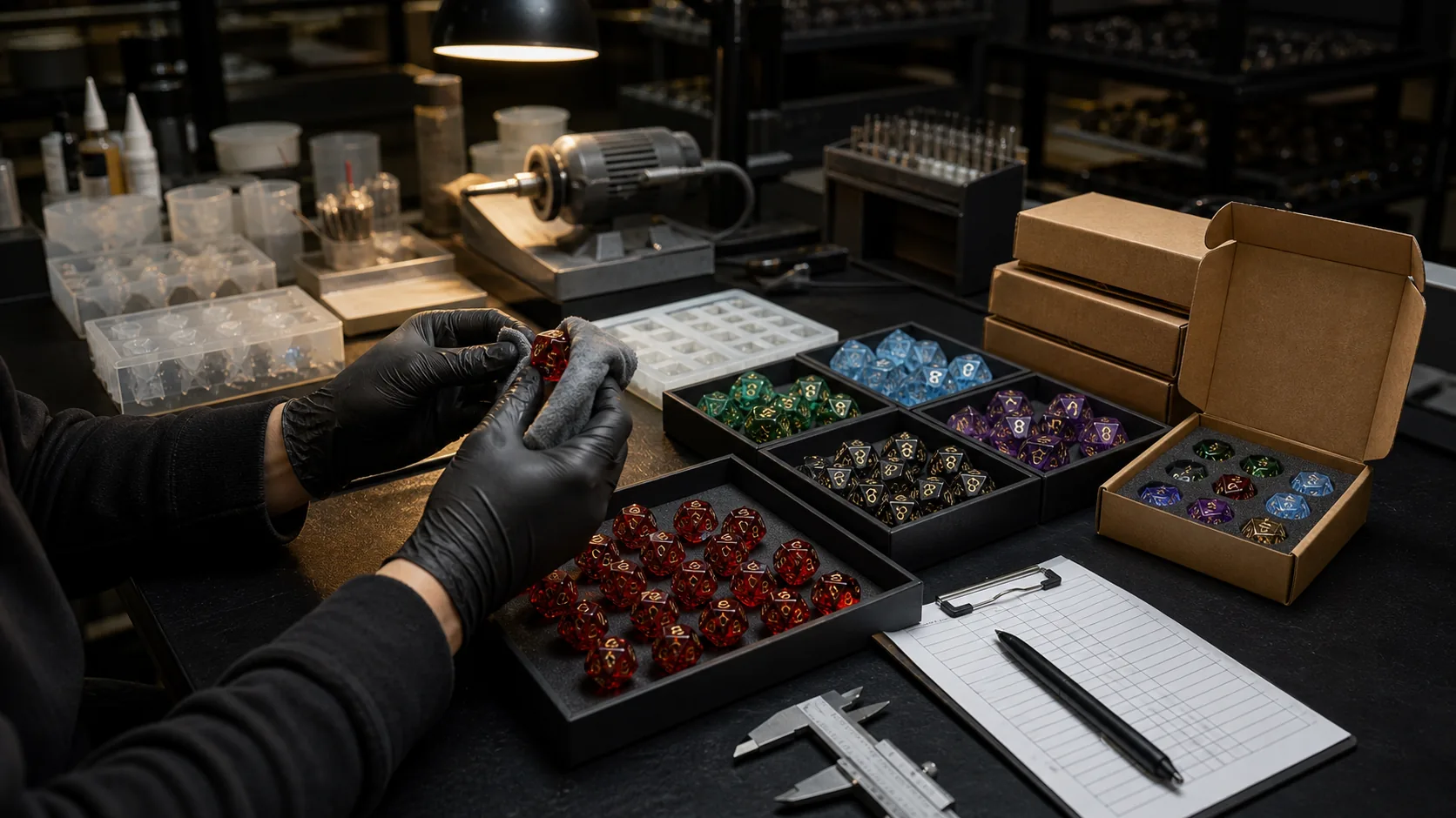 Factory quality control for wholesale RPG dice sample approval