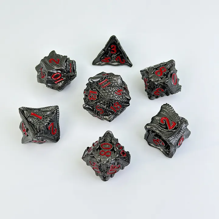 Real shadow red dice set for dark elemental RPG themes