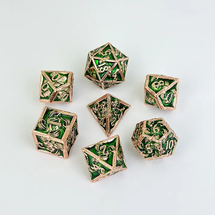 Druid forest green dice set for nature themed wholesale polyhedral dice programs