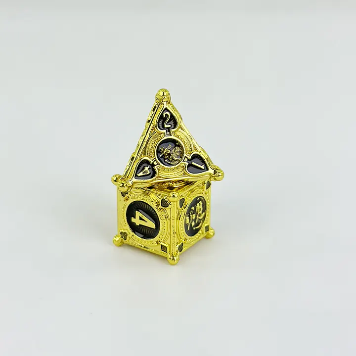 Real golden paladin specialty dice display sample for wholesale d20 buyers