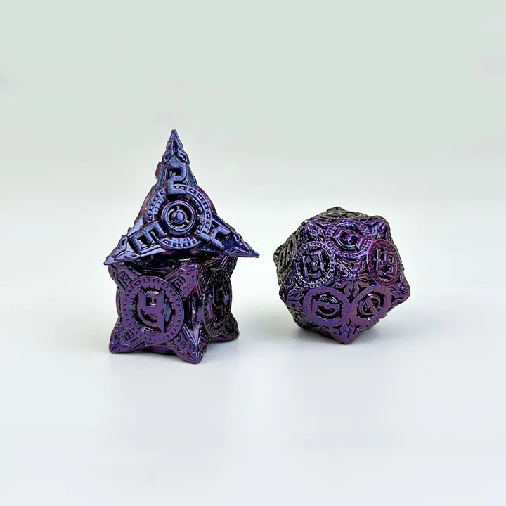 Real arcane purple elemental dice set for wholesale RPG buyers