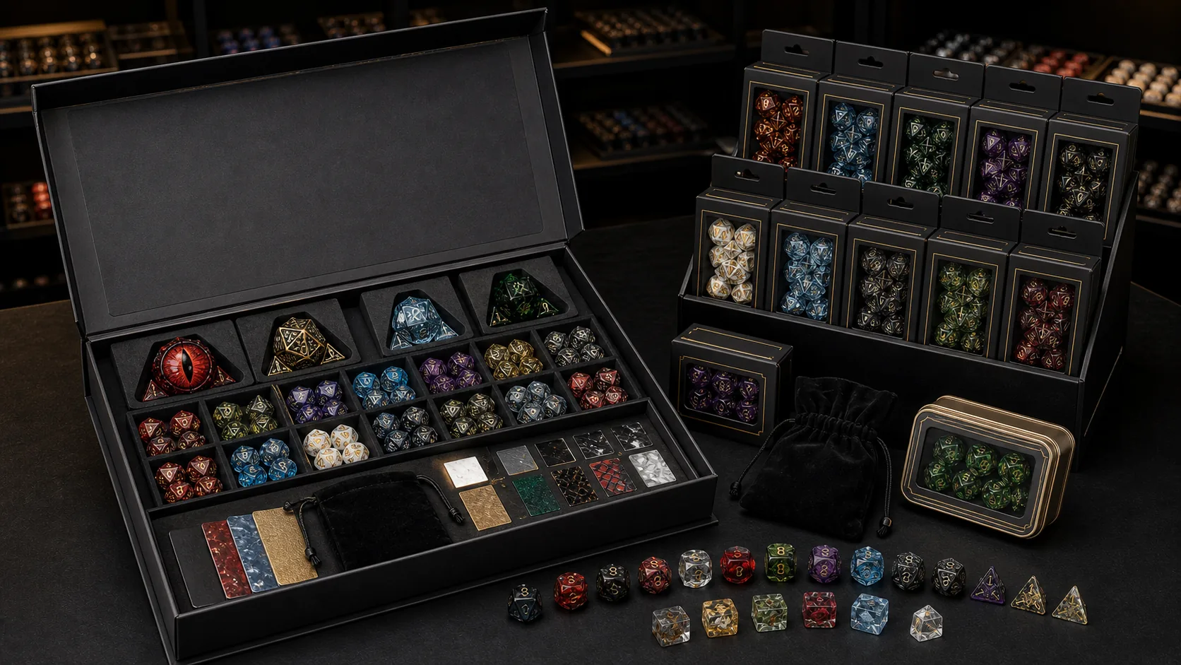 Wholesale RPG dice sample kit for custom dice buyer scenarios